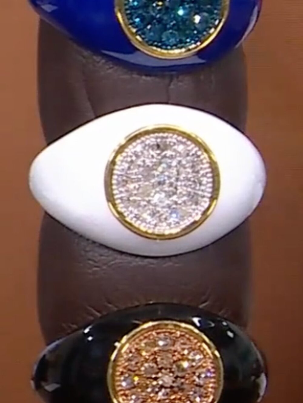 Rarities Carol Brodie  .25ctw GENUINE Diamond & Enamel Signet Ring White 7 NWT